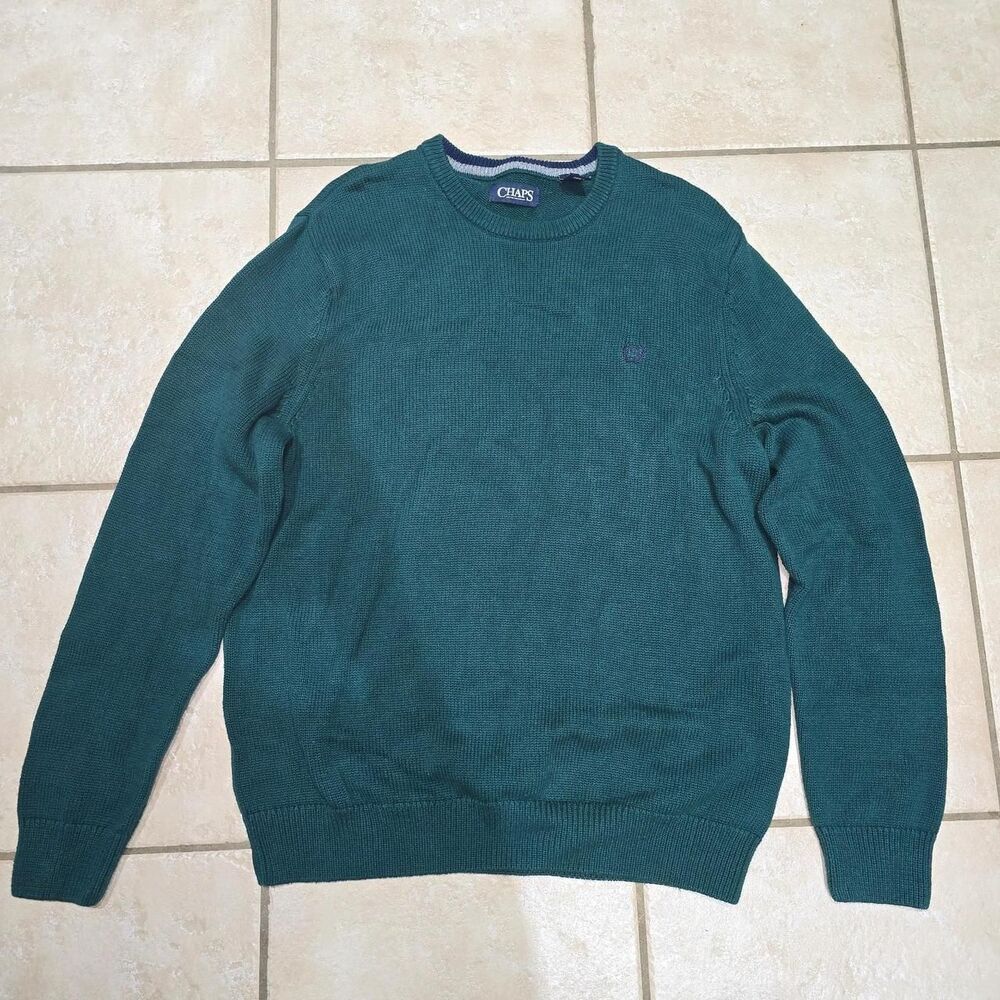 Chaps Men's Green Crewneck Sweater Size Large
